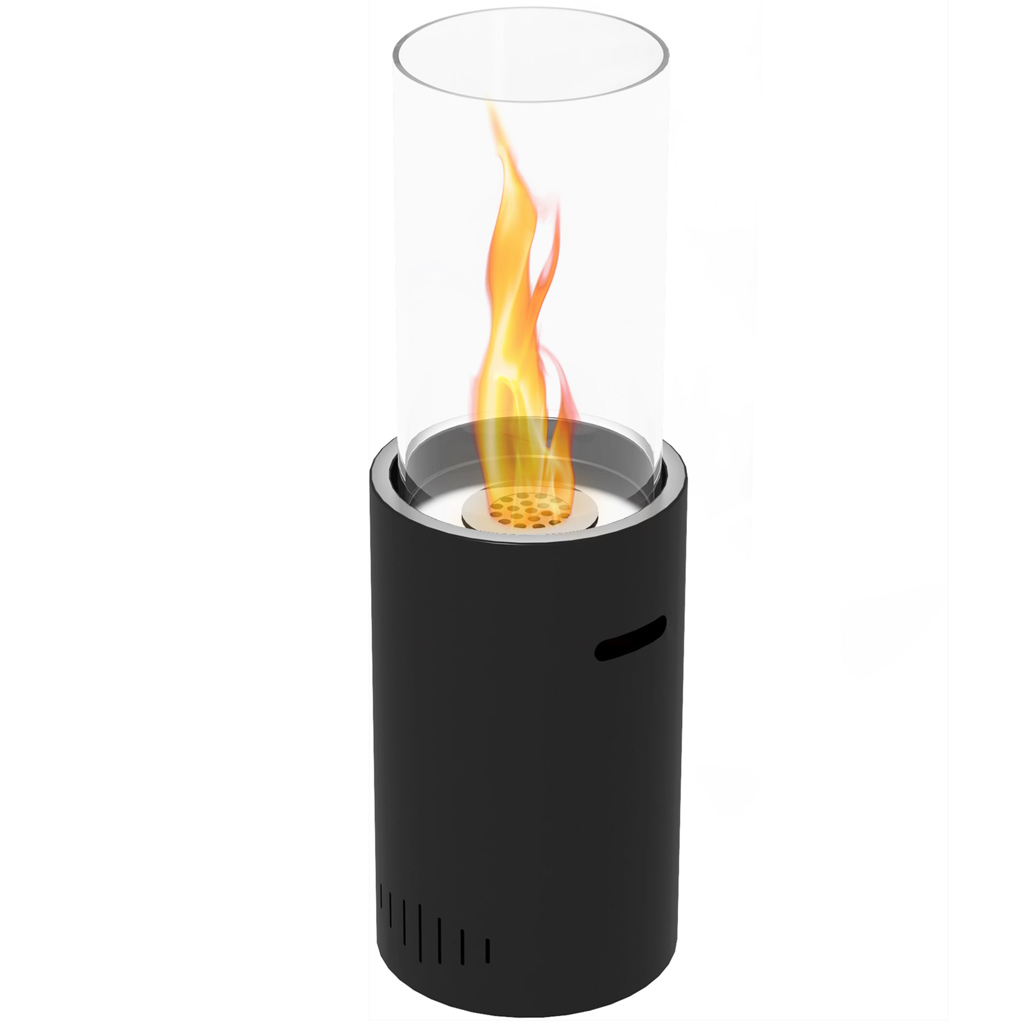 Bioethanol Fireplace made of Steel and Glass with a capacity of 0.3 L and a heating power for 15 sqm, 27 x 27 x 82 cm, Black