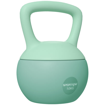 SPORTNOW 10 kg Soft Kettlebell Russian Weight Filled with Metal Sand and Non-slip Handle for Bodybuilding Training at Home Gym Green