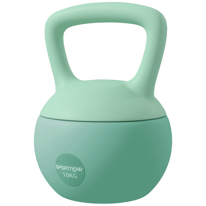 SPORTNOW 10 kg Soft Kettlebell Russian Weight Filled with Metal Sand and Non-slip Handle for Bodybuilding Training at Home Gym Green