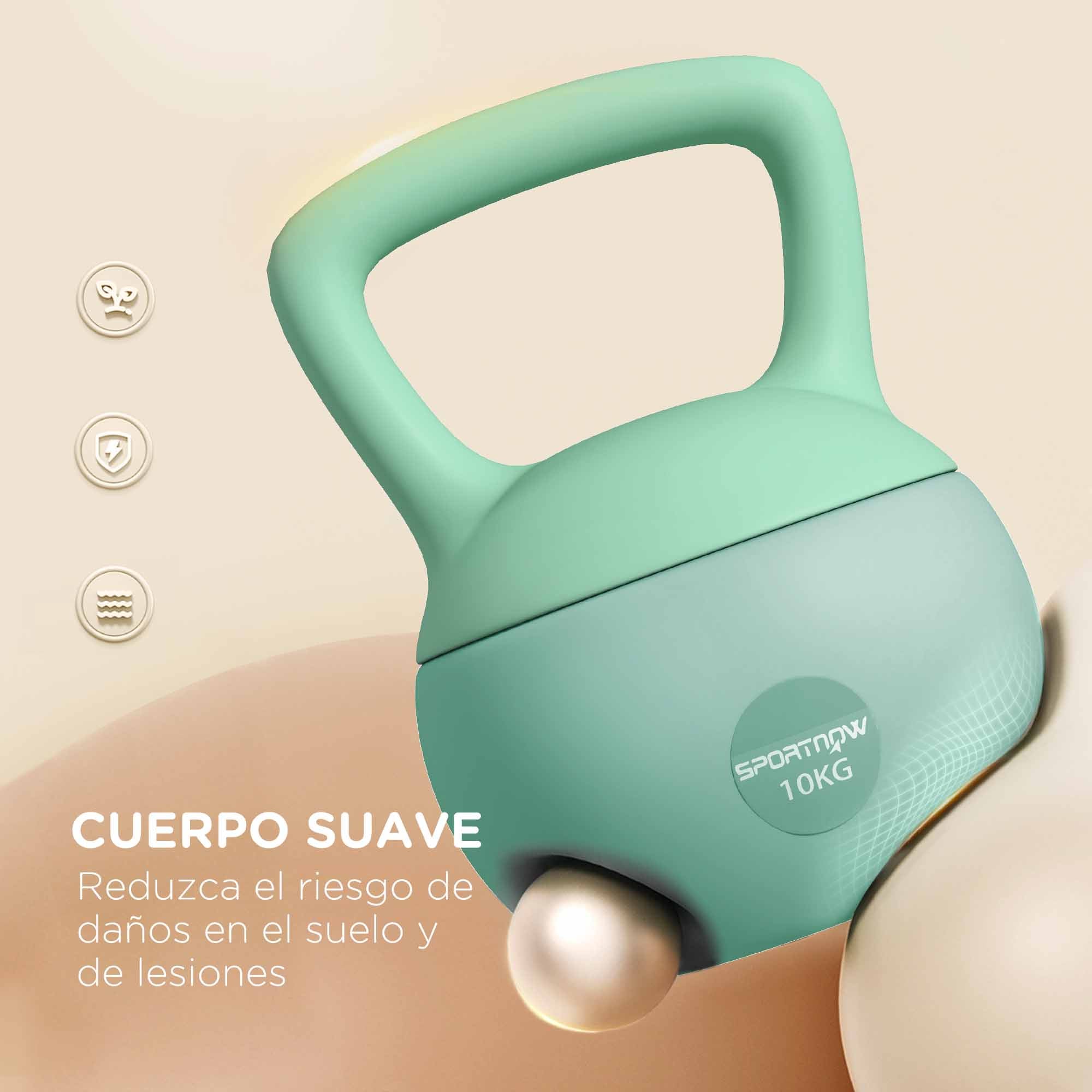 SPORTNOW 10 kg Soft Kettlebell Russian Weight Filled with Metal Sand and Non-slip Handle for Bodybuilding Training at Home Gym Green