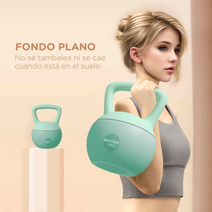 SPORTNOW 10 kg Soft Kettlebell Russian Weight Filled with Metal Sand and Non-slip Handle for Bodybuilding Training at Home Gym Green