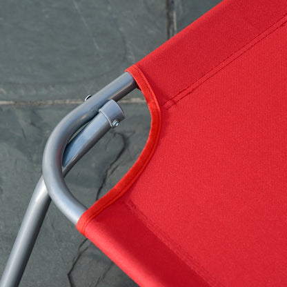 Foldable Sun Lounger Garden Lounger, Lounge Chair with 5-Position Adjustable Backrest, Weather-Resistant Camping Lounger, Garden Chair for up to 120 kg, for Garden Vacation Outdoor Beach Pool, Red
