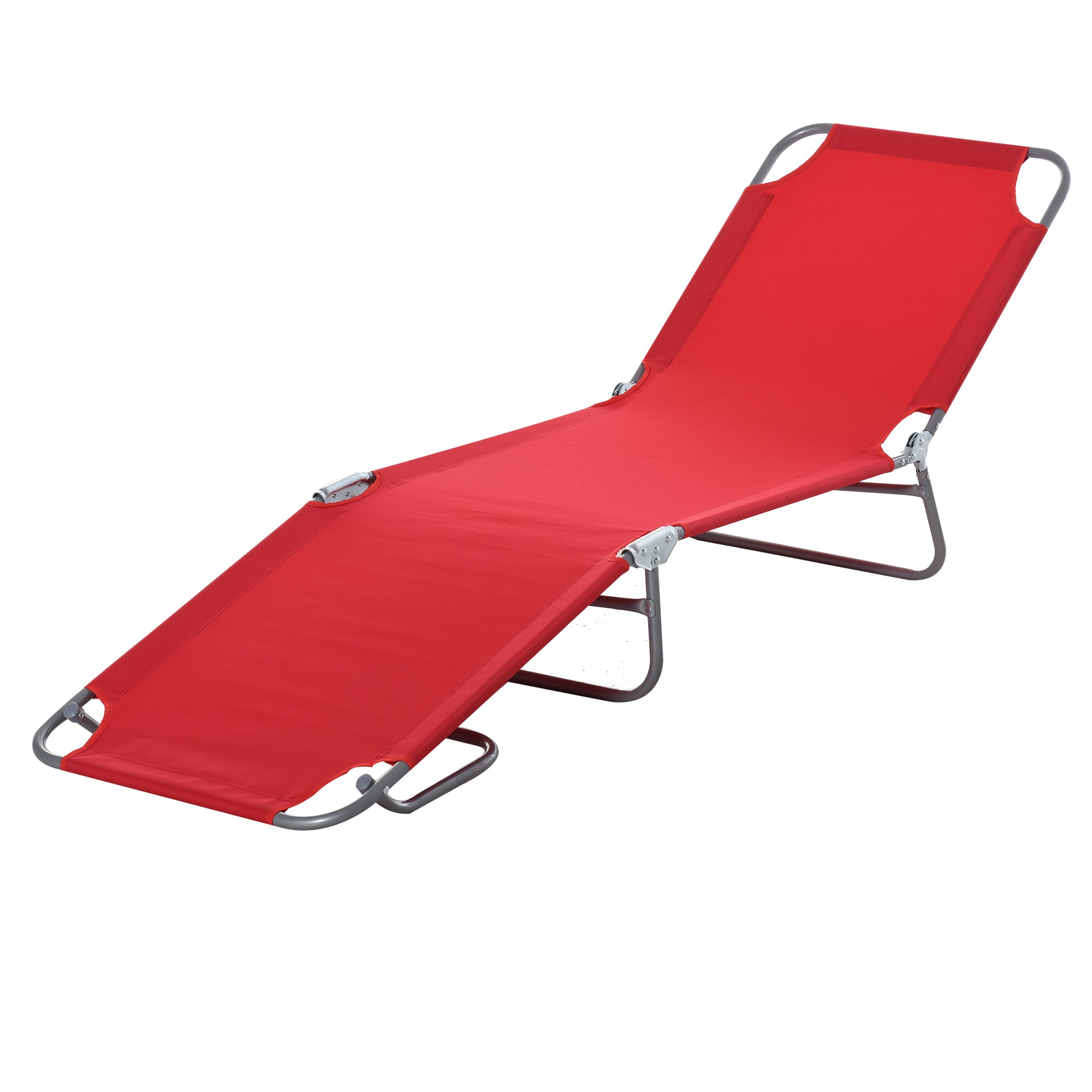 Foldable Sun Lounger Garden Lounger, Lounge Chair with 5-Position Adjustable Backrest, Weather-Resistant Camping Lounger, Garden Chair for up to 120 kg, for Garden Vacation Outdoor Beach Pool, Red