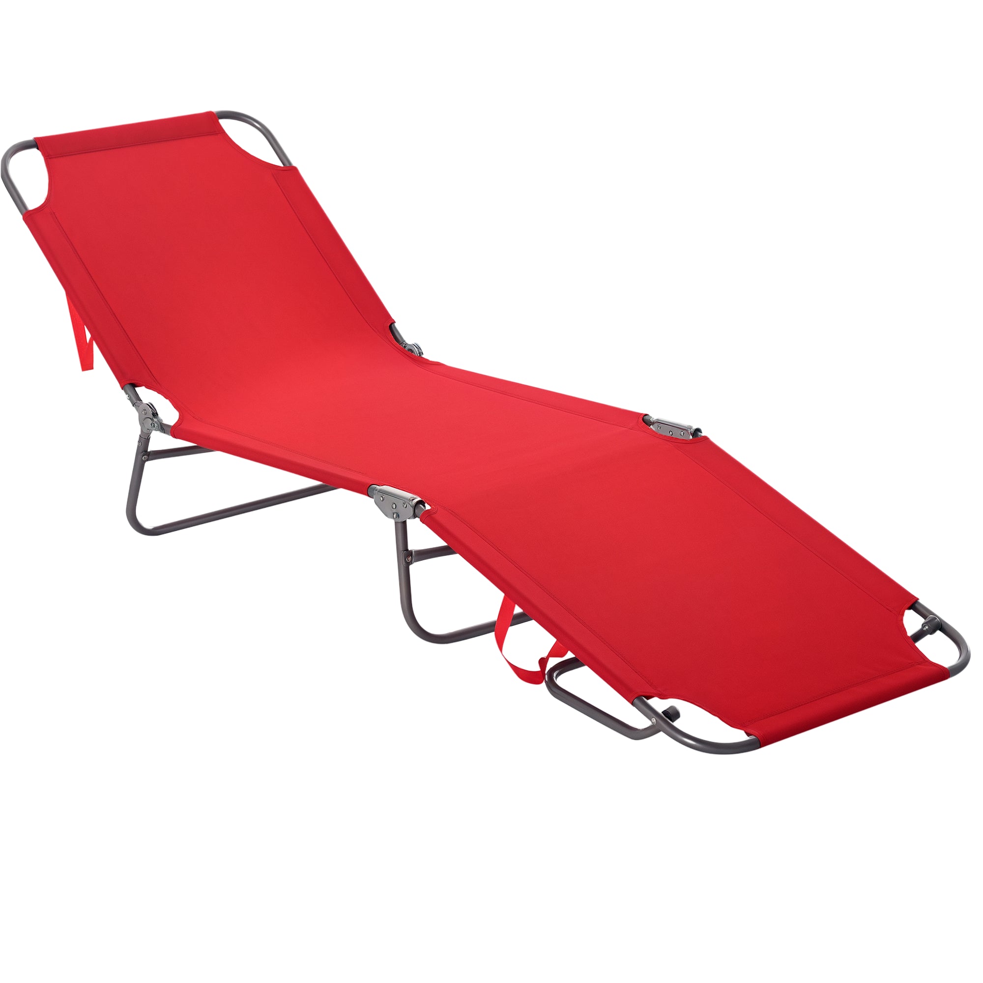 Foldable Sun Lounger Garden Lounger, Lounge Chair with 5-Position Adjustable Backrest, Weather-Resistant Camping Lounger, Garden Chair for up to 120 kg, for Garden Vacation Outdoor Beach Pool, Red