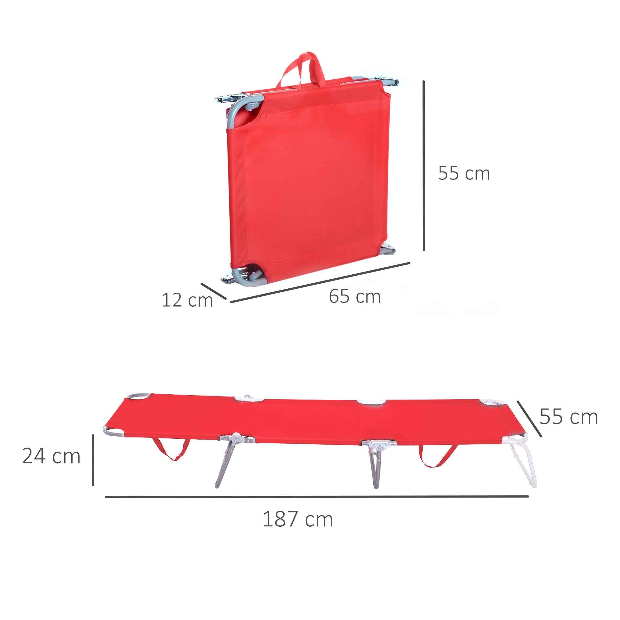 Foldable Sun Lounger Garden Lounger, Lounge Chair with 5-Position Adjustable Backrest, Weather-Resistant Camping Lounger, Garden Chair for up to 120 kg, for Garden Vacation Outdoor Beach Pool, Red