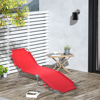 Foldable Sun Lounger Garden Lounger, Lounge Chair with 5-Position Adjustable Backrest, Weather-Resistant Camping Lounger, Garden Chair for up to 120 kg, for Garden Vacation Outdoor Beach Pool, Red