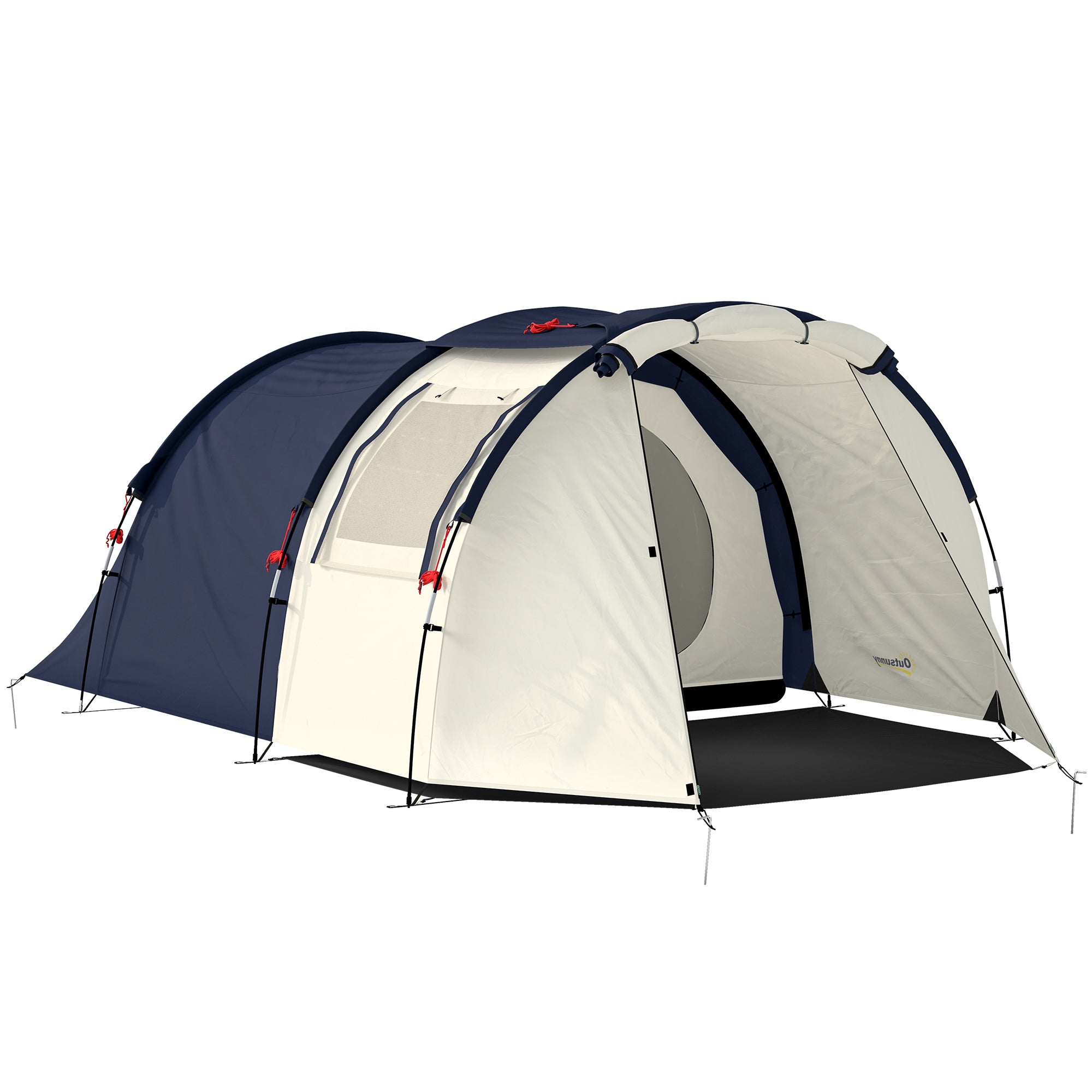 4-Person Tunnel Tent — Separate Living & Sleeping Areas, 3000mm Waterproof, Carry Bag — Navy & Cream