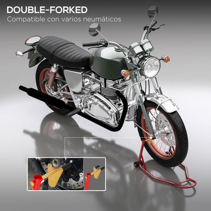 Universal Front Motorcycle Lift Stand Portable and Mobile Steel Support with Wheels for Repair and Parking in Red 80x50x40 cm