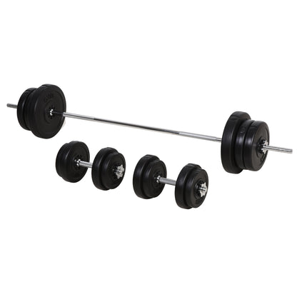 55 kg Weight Set with Dumbbells and Adjustable 2-in-1 Barbell with 170 cm Bar for Bodybuilding Fitness Training at Home Gym Black