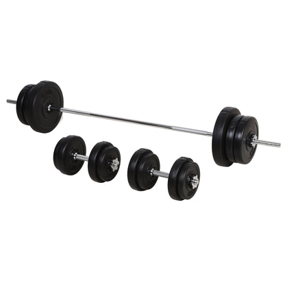 55 kg Weight Set with Dumbbells and Adjustable 2-in-1 Barbell with 170 cm Bar for Bodybuilding Fitness Training at Home Gym Black