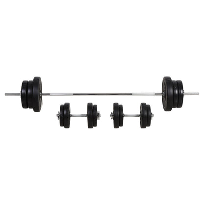 55 kg Weight Set with Dumbbells and Adjustable 2-in-1 Barbell with 170 cm Bar for Bodybuilding Fitness Training at Home Gym Black