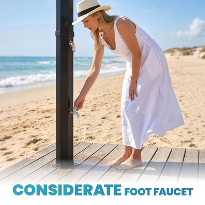 60L Solar Garden Shower with Swivel Rain Head, Adjustable Temperature (Up to 60°C / 140°F), No Power Required