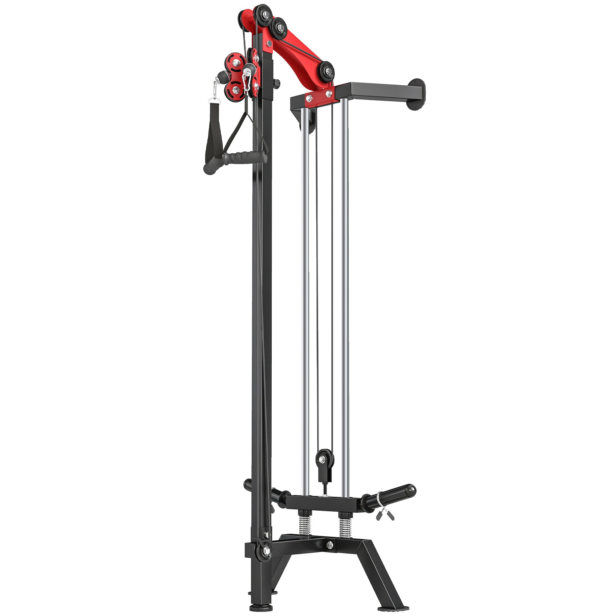 SPORTNOW Wall-Mounted Lat Machine with 16 Adjustable Pulley Positions, Cable Station with Pulldown Bar and Adjustable Weight Posts, Heavy-Duty Steel for Home & Gym