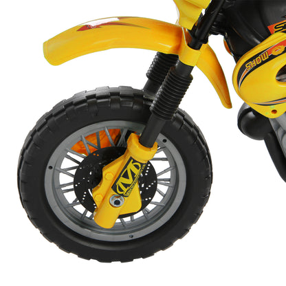 Kids Electric Motorcycle, Cross-Country Motorcycle for Kids with 6V Battery, Headlights, Music, and Training Wheels, Ages 3-6, Load 25KG, Yellow and Black