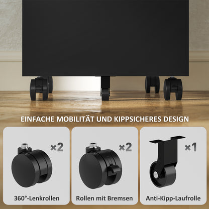 Mobile Filing Cabinet with 3 Drawers, Lockable Office Cabinet with Hanging File Folder, Pen Holder for Office, Home Office, 30 x 43.5 x 60 cm, Black