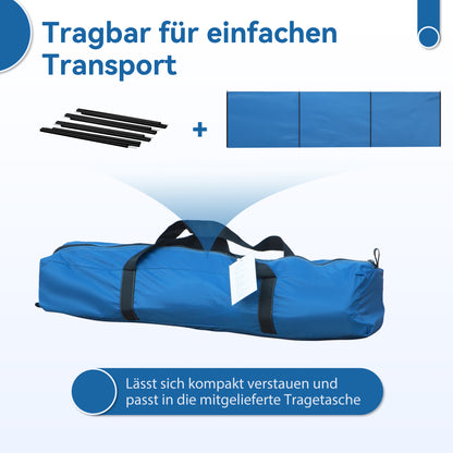 Camping Windbreak Privacy Screen with 4 Steel Poles & Carry Bag — 5.4 x 1.5 m (17.7 x 4.9 ft) — Blue