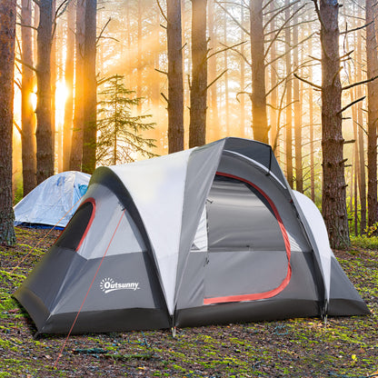 Camping Tent for 2-3 Persons, 3 to 4 Seasons Waterproof, Double-Layer Mesh Windows, Portable with Carrying Bag, 355 x 190 x 170 cm Gray