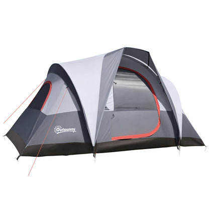 Camping Tent for 2-3 Persons, 3 to 4 Seasons Waterproof, Double-Layer Mesh Windows, Portable with Carrying Bag, 355 x 190 x 170 cm Gray