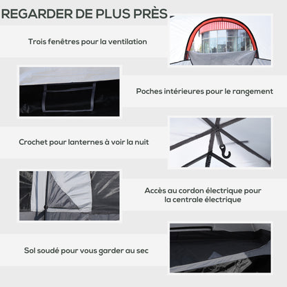 Camping Tent for 2-3 Persons, 3 to 4 Seasons Waterproof, Double-Layer Mesh Windows, Portable with Carrying Bag, 355 x 190 x 170 cm Gray