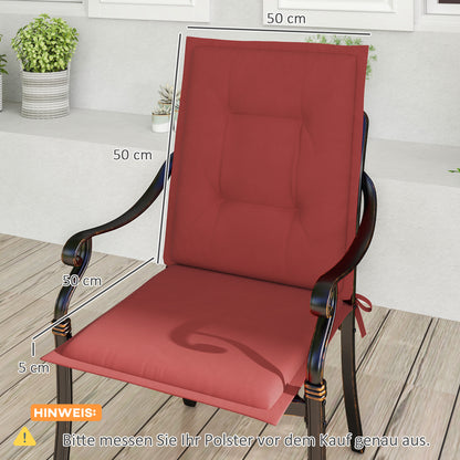 4 Piece Seat Cushion Set 108 x 50 x 5 cm Chair Cushions with Straps, Outdoor Indoor Seat Pad, Seat Pillow, Bench Cushion for Garden Furniture, Dining Chair, Burgundy