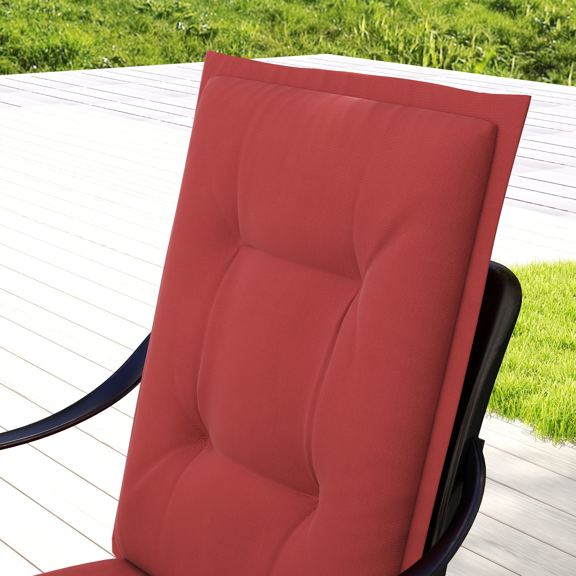 4 Piece Seat Cushion Set 108 x 50 x 5 cm Chair Cushions with Straps, Outdoor Indoor Seat Pad, Seat Pillow, Bench Cushion for Garden Furniture, Dining Chair, Burgundy