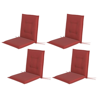 4 Piece Seat Cushion Set 108 x 50 x 5 cm Chair Cushions with Straps, Outdoor Indoor Seat Pad, Seat Pillow, Bench Cushion for Garden Furniture, Dining Chair, Burgundy