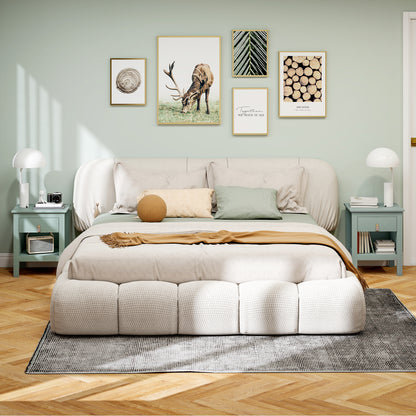 Set of 2 Bedside Tables Nightstand with Drawer and Open Compartment, Modern Style for Bedroom, Living Room, 45 x 40 x 55 cm, Green