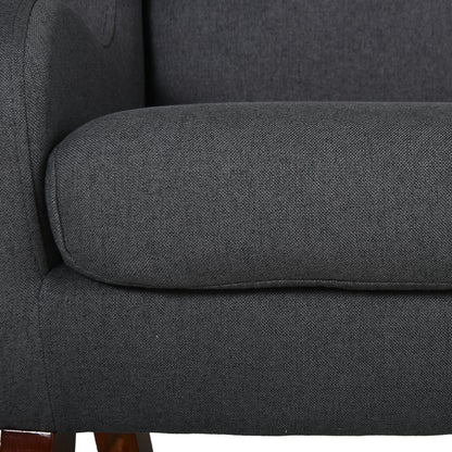 Kids Chair with Ears, High Comfort, Armrests, Cushioned Seat, High Density Foam Filling, Hevea Wood Legs, Linen Upholstery in Gray