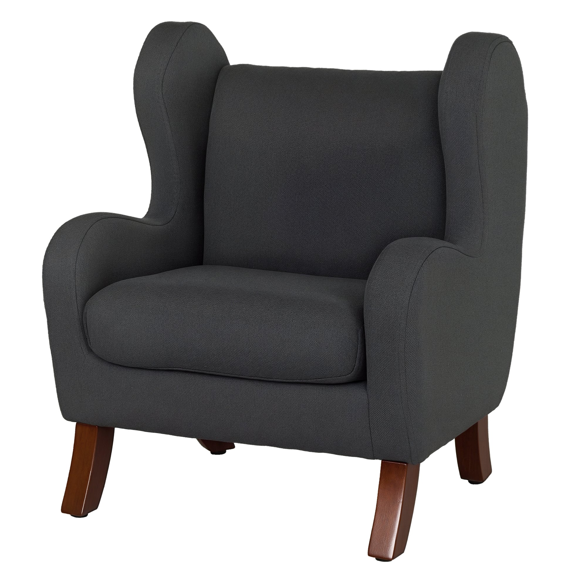 Kids Chair with Ears, High Comfort, Armrests, Cushioned Seat, High Density Foam Filling, Hevea Wood Legs, Linen Upholstery in Gray
