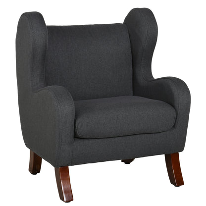 Kids Chair with Ears, High Comfort, Armrests, Cushioned Seat, High Density Foam Filling, Hevea Wood Legs, Linen Upholstery in Gray