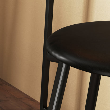 High Bar Table Set with 2 Stools High Kitchen Table with Stools Side Shelves Padded Seat and Footrest Bar for Dining Gray