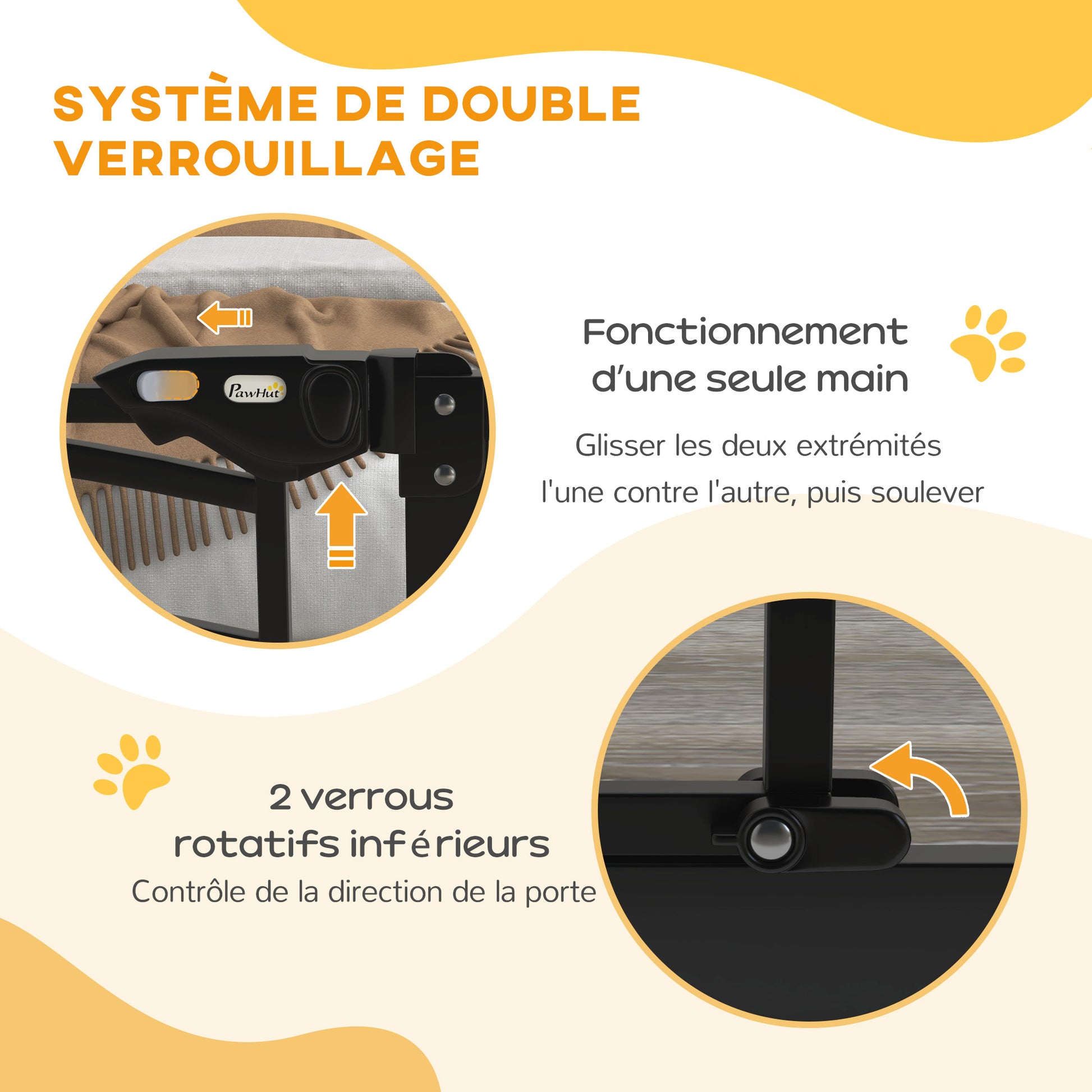 Dog Safety Barrier, Pressure Mounted Stair Gate, No Drill Installation, Auto Close Door, Double Locking System, 74 to 80 cm, Steel, Black