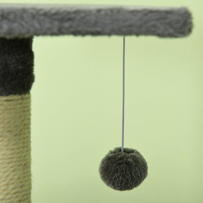 Cat Scratcher Height 116 cm Cat Tree Climbing Tower with Sisal Scratching Posts Cozy Cave Platforms and Fun Hanging Toys Dark Gray