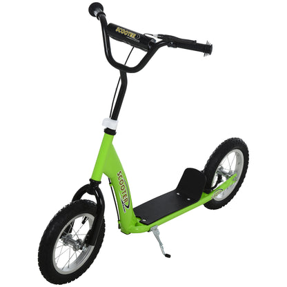 Scooter for Children Over 5 Years Scooter 2 Rubber Inflatable Tires with Handlebar Adjustable Brakes Non-Slip Pedal 117x52x80-85 cm Green
