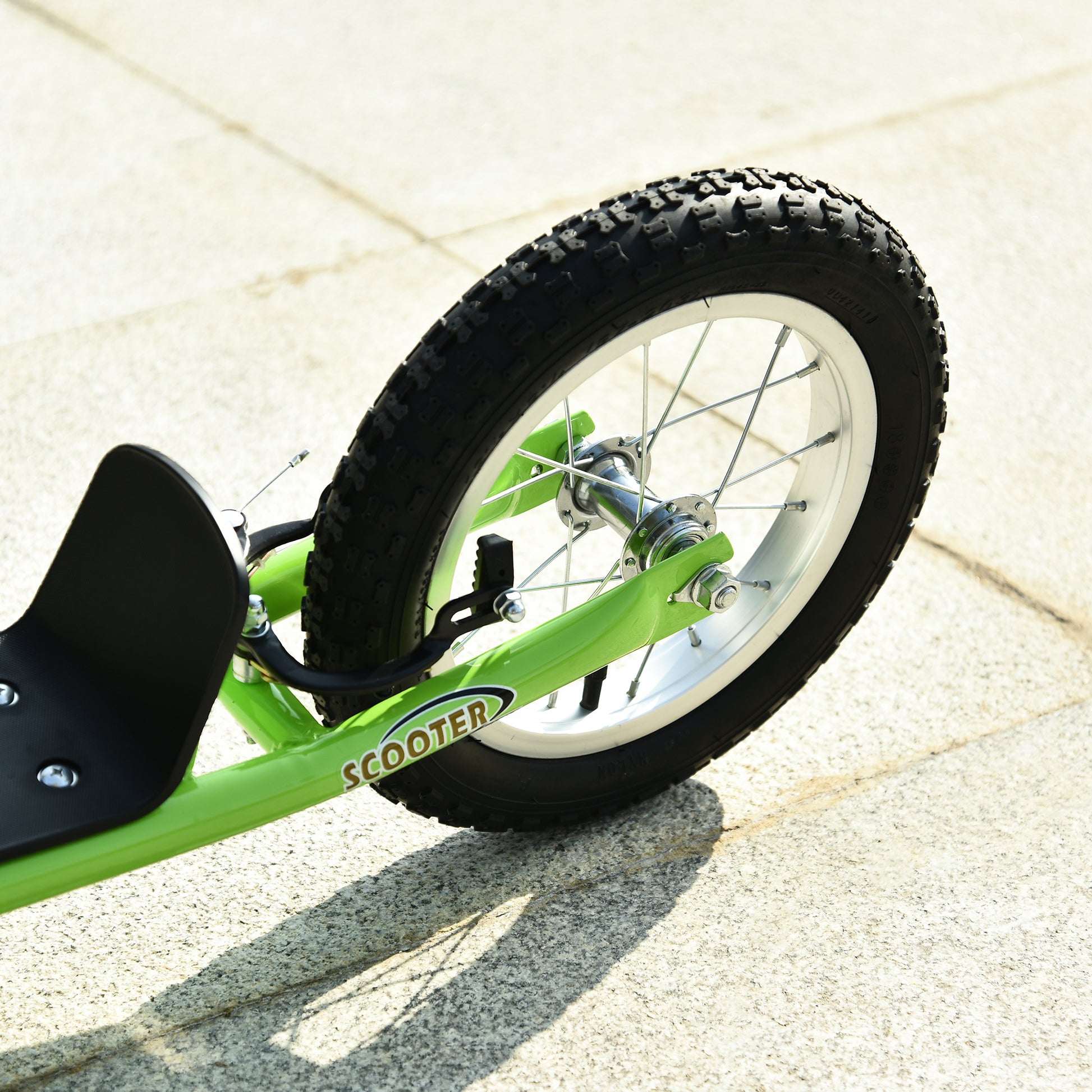 Scooter for Children Over 5 Years Scooter 2 Rubber Inflatable Tires with Handlebar Adjustable Brakes Non-Slip Pedal 117x52x80-85 cm Green