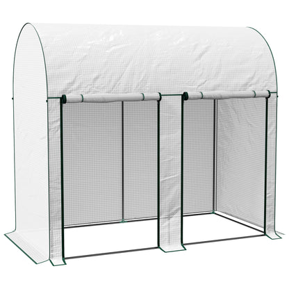 Small Greenhouse Outdoor Greenhouse with Double Zippered Door and PE Cover Greenhouse for Growing Plants Flowers 200x100x178 cm White
