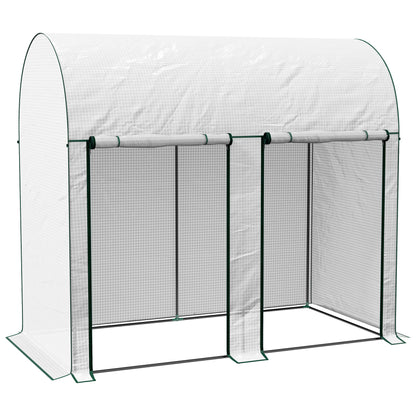 Small Greenhouse Outdoor Greenhouse with Double Zippered Door and PE Cover Greenhouse for Growing Plants Flowers 200x100x178 cm White