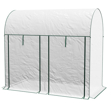 Small Greenhouse Outdoor Greenhouse with Double Zippered Door and PE Cover Greenhouse for Growing Plants Flowers 200x100x178 cm White