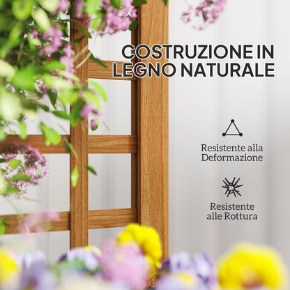 Outdoor Raised Garden Bed with Trellis, Outdoor Planter with Drainage Hole and Breathable Liner in Fir Wood, for Flowers and Vegetables, 40x40x120 cm, Light Brown