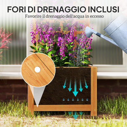 Outdoor Raised Garden Bed with Trellis, Outdoor Planter with Drainage Hole and Breathable Liner in Fir Wood, for Flowers and Vegetables, 40x40x120 cm, Light Brown