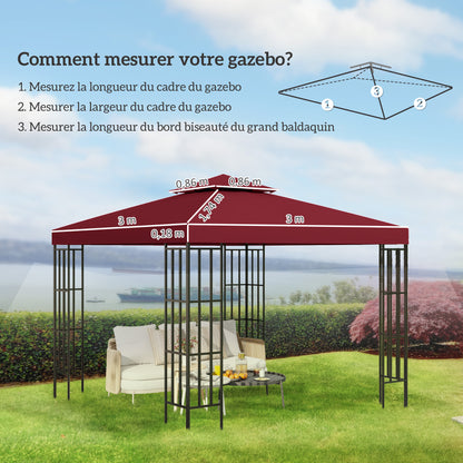 Replacement Canopy for Garden Pavilion Gazebo Replacement Cover Tent 3 x 3 m Wine Red