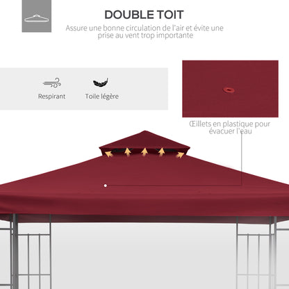 Replacement Canopy for Garden Pavilion Gazebo Replacement Cover Tent 3 x 3 m Wine Red