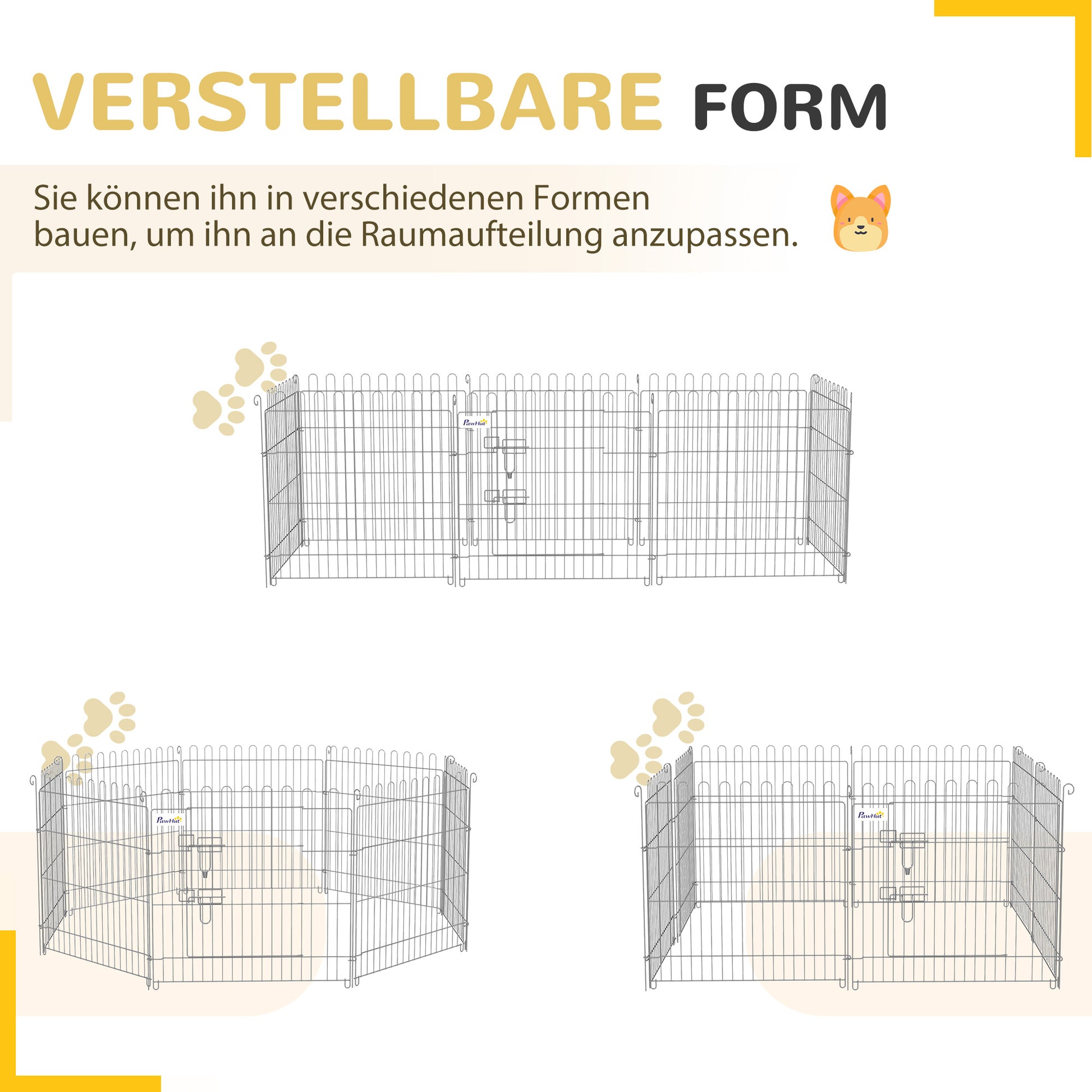 Puppy Enclosure Puppy Playpen Puppy Fence Playpen Puppy Gate for Animals 8-piece W63 x H60 cm