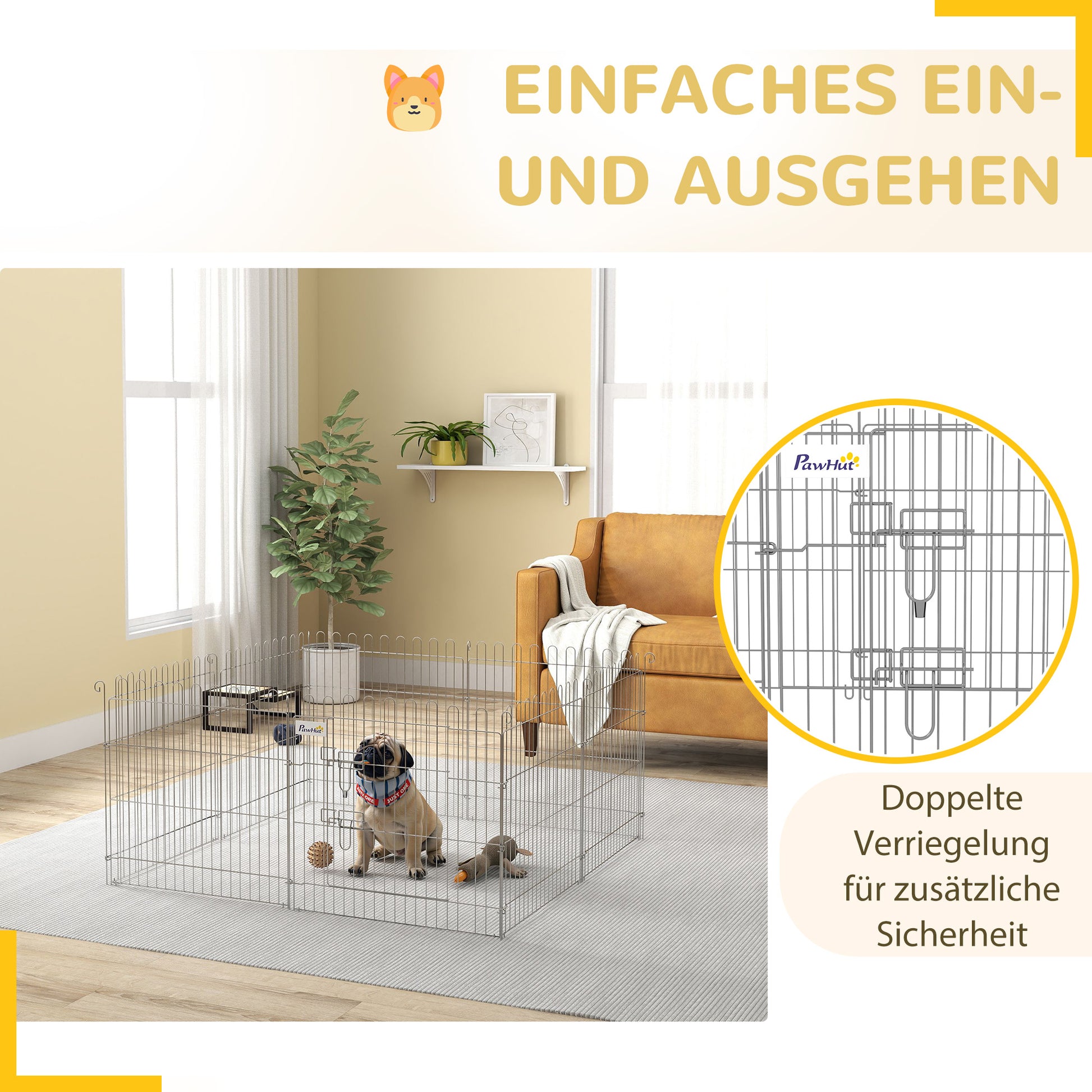 Puppy Enclosure Puppy Playpen Puppy Fence Playpen Puppy Gate for Animals 8-piece W63 x H60 cm
