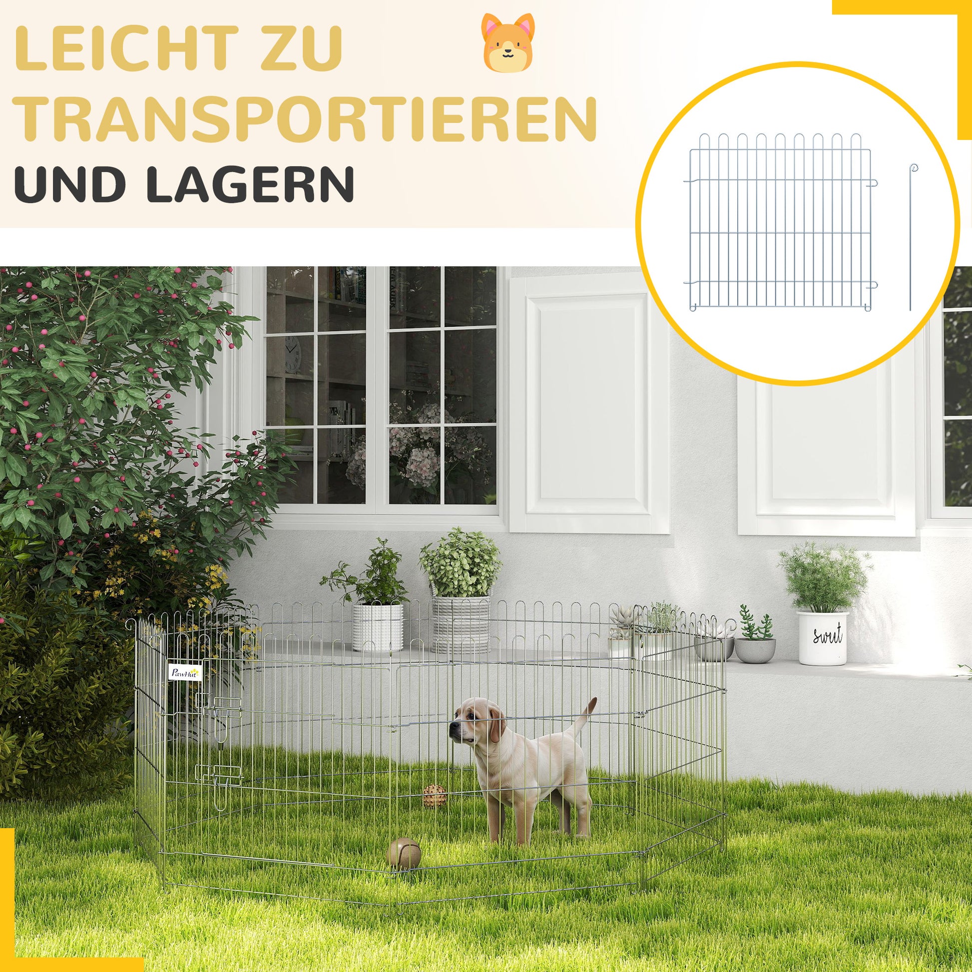Puppy Enclosure Puppy Playpen Puppy Fence Playpen Puppy Gate for Animals 8-piece W63 x H60 cm
