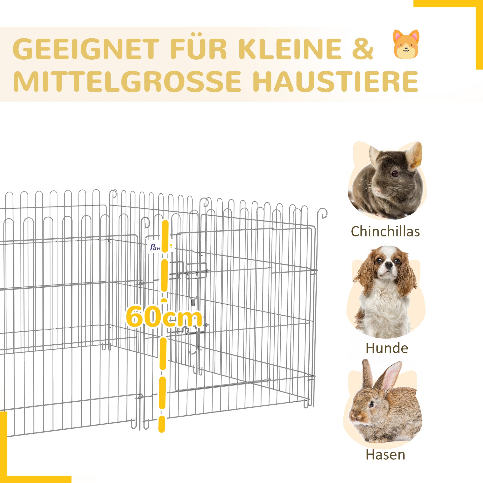 Puppy Enclosure Puppy Playpen Puppy Fence Playpen Puppy Gate for Animals 8-piece W63 x H60 cm