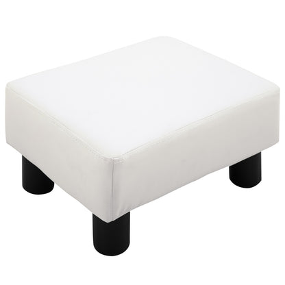 Footstool with Faux Leather Modern Ottoman Footrest for Bedroom, Living Room, White