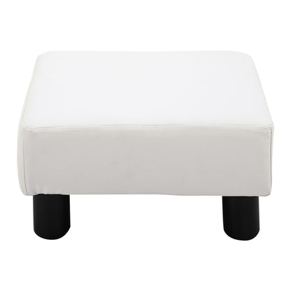 Footstool with Faux Leather Modern Ottoman Footrest for Bedroom, Living Room, White