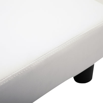 Footstool with Faux Leather Modern Ottoman Footrest for Bedroom, Living Room, White