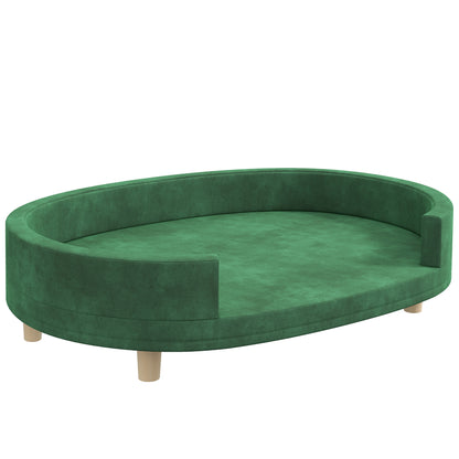 Dog Sofa, Cat Couch, Cat Armchair, Soft Velvet Surface, with Removable Cushion, Solid Wood Legs, 100L x 70W x 25H cm, Green